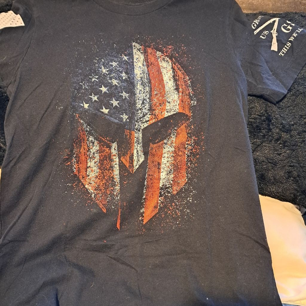 Grunt Style Grim Reaper American Spartan Shirt Sz Medium Black This We’ll Defend